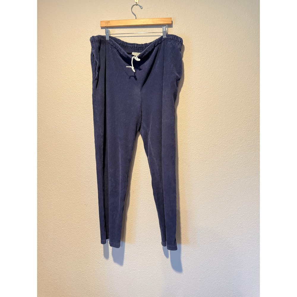 Norm Thompson Mens XL Navy Blue Corduroy Zip Top and Drawstring Pants Lounge Set